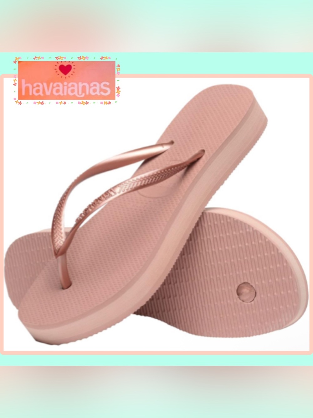 NWT Havaianas Women's Slim Flatform Flip Flop Sandals Crocus Rose 7/8
